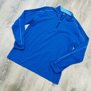Tasc Performance Mens Large Blue Bamboo Organic Cotton Quarter Zip Pullover
